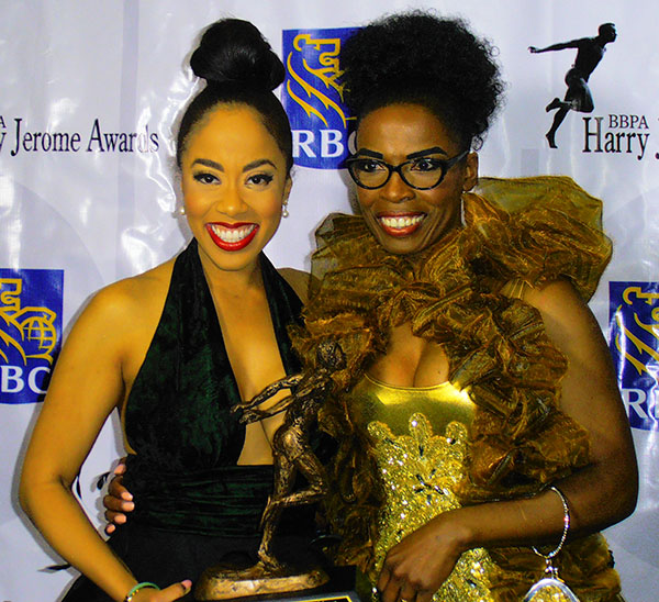 Pauline Christian, President of the BBPA, which organises the Harry Jerome Awards annually, poses with 2016 recipient, Patricia Jaggernauth, who copped the Media Award. Photo by Lincoln Depradine.