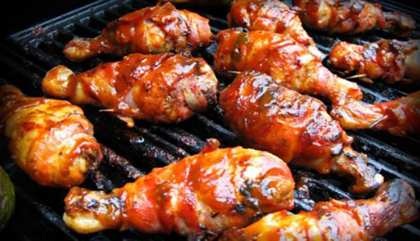 BBQ Chicken Wrapped In Bacon Glazed With Tamarind BBQ Sauce