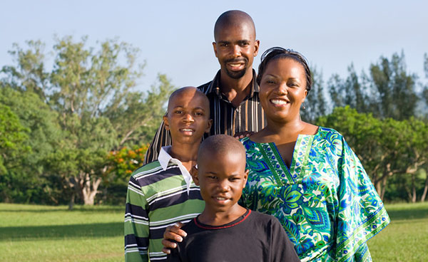 Black husband and wife and sons