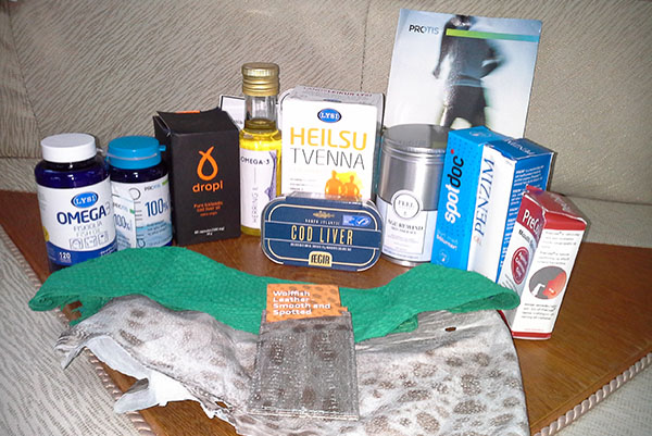 The products pictured above, made from fish components, include health supplements, beauty products, and leather. Photo credit: CFRM.