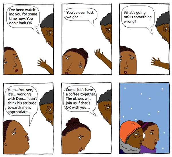 Story 1 - Magalia's story in the graphic novel, "Telling Our Stories: Immigrant Women's Resilience." Image contributed.