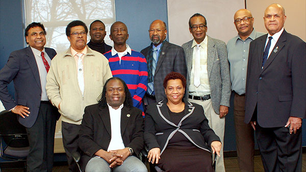 The Executive Members of GEPAC, seen after a recent meeting (from left to right): Lance Alexander, Vice-president; Sergeant-at-Arms, Carlton Sutton; Floyd Blyden, Public Relations Officer; Treasurer, Cleveland Chester; Aubrey Langhorne, Trustee; Assistant Treasurer, George Wilson; Immediate Past President, John Johnson; and Secretary, Gordon Collins. Sitting are: John O'Dell, President, and Sandra Jack, Trustee. Absent from photo are: Assistant Secretary, Yvette Mahon; Welfare Officer, William Henry; and Trustee, Claude Cadogan. Photo contributed.