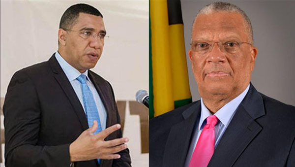 Jamaican Prime Minister, Andrew Holness (left) and Opposition Leader, Dr. Peter Phillips.