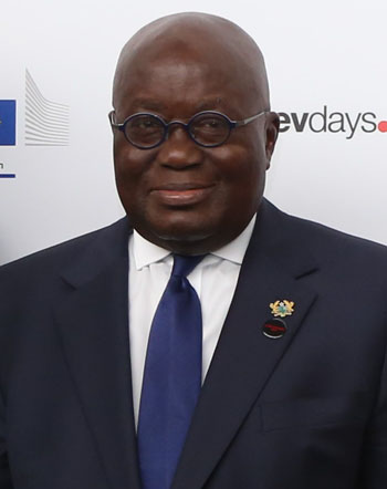Ghana's President, Nana Akufo-Addo, seen at the European Development Days forum in Brussels in June 2017. Photo by Mission of Norway to the EU (https://www.flickr.com/photos/norway_mission_eu/) - https://www.flickr.com/photos/norway_mission_eu/34787337870/, CC BY 2.0, https://commons.wikimedia.org/w/index.php?curid=59786541.