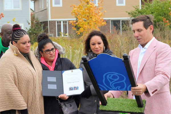 Luther Brown, left, and the Mullings sisters, Carrie, Keely and Tanya, seen receiving a certificate of recognition from the city of Brampton, presented by Mayor Patrick Brown. Photo courtesy of Danae Peart.