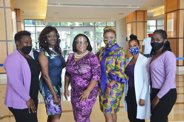 (From L-R) Councillor Jodi Johnson; Senator Donna Cox; Councillor Adanna Griffith; Minister of Education, Dr. Nyan Gadsby Dolly; Kimberly Small and Joy Benjamin, both Councillors of the San Juan/Laventille area.