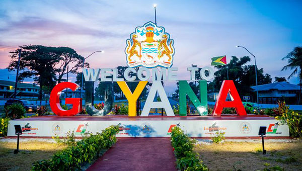First Lady Unveils $25M “Welcome To Guyana” Sign At Cheddi Jagan International Airport