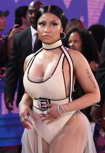 Minaj at the 2018 MTV Video Music Awards. Photo credit: Nicole Alexander - Vimeo: VMAs 2018 Time Capsule (view archived source) (frame occurs at 0:43), CC BY 3.0.