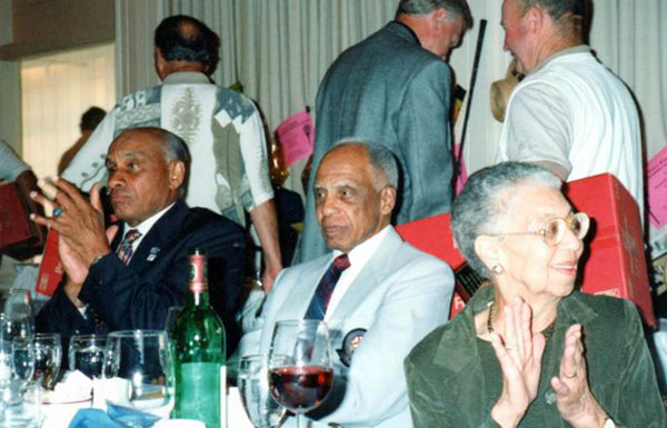 Carnegie and wife, Audrey, with Willie O'Reilly, left, at the Summit Golf and Country Club's golf tournament in 1998. Photo credit: The Carnegie Initiative.