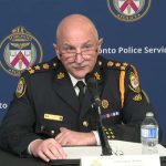 Chief James Ramer, of the Toronto Police Service (TPS), speaks during a news conference, releasing race-based data at police headquarters in Toronto, yesterday.